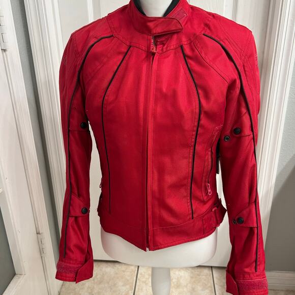 FieldSheer Women’s Motorcycle Jacket Size 4 – Red Textile Riding Jacket w/ Liner - Picture 3 of 5